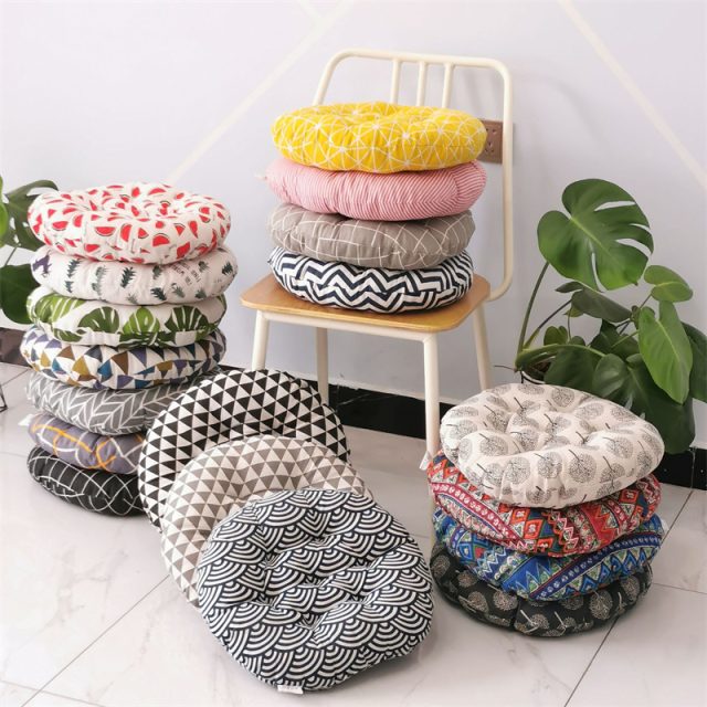 13 round cotton and linen style seat cushion (4)