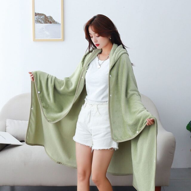 Wearable Cloak Flannel Blanket for Kids and Office Nap Use