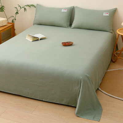 Minimalist Solid Color Washed Cotton Bed Sheet Set for Dorm or Home