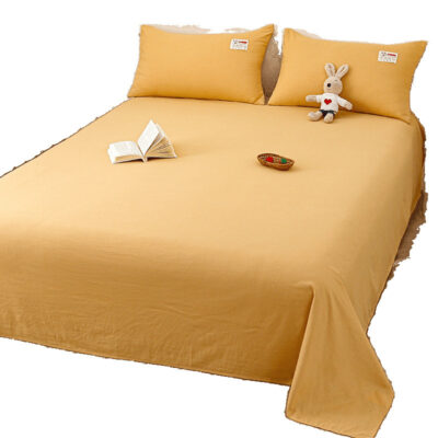 Minimalist Solid Color Washed Cotton Bed Sheet Set for Dorm or Home