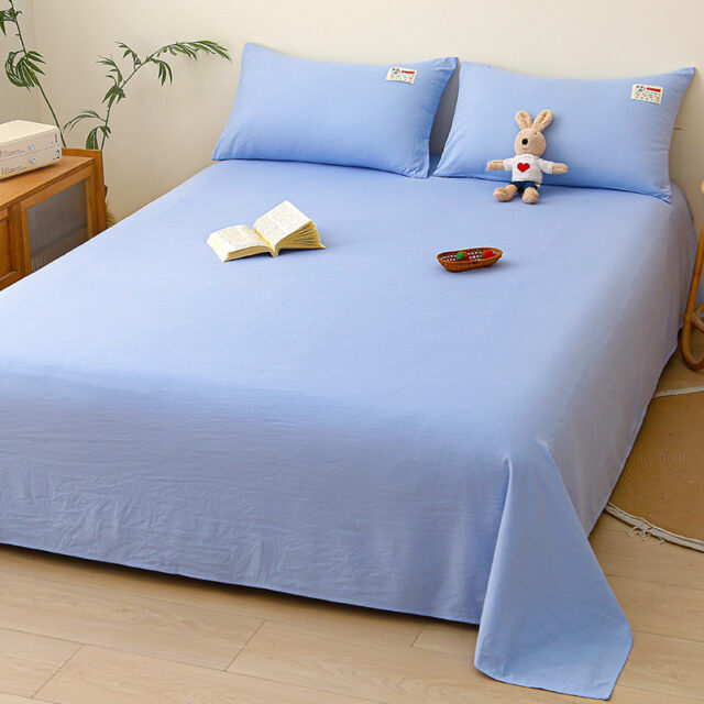 Minimalist Solid Color Washed Cotton Bed Sheet Set for Dorm or Home