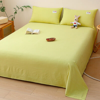 Minimalist Solid Color Washed Cotton Bed Sheet Set for Dorm or Home