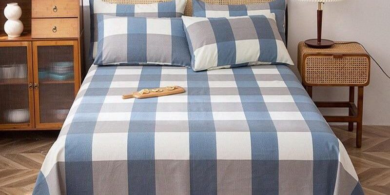 Grid pattern large home bed sheet wholesale supplier (2) Wholesale grid pattern large bed sheet supplier