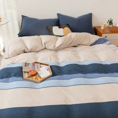 Knitted cotton gradient stripe duvet cover wholesale