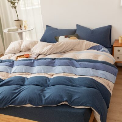 Knitted cotton gradient stripe duvet cover wholesale