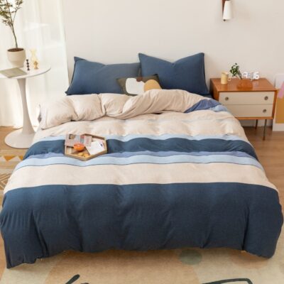 Knitted cotton gradient stripe duvet cover wholesale