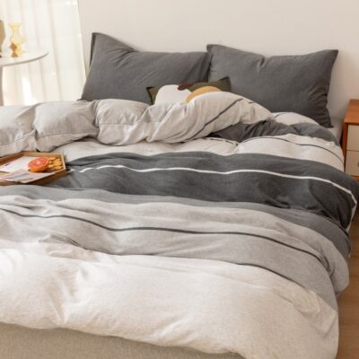 Knitted cotton gradient stripe duvet cover wholesale