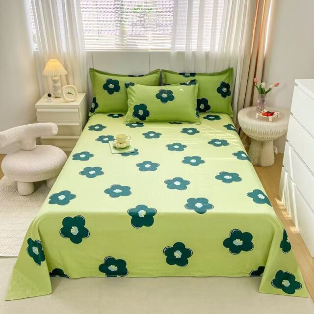 Cotton Double Printed Bed Sheet with Modern Patterns (8) Cotton Double Printed Bed Linen Bed Sheet Supplier