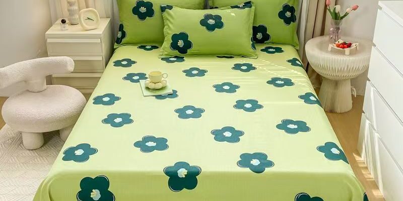 Cotton Double Printed Bed Sheet with Modern Patterns (8) Cotton Double Printed Bed Linen Bed Sheet Supplier