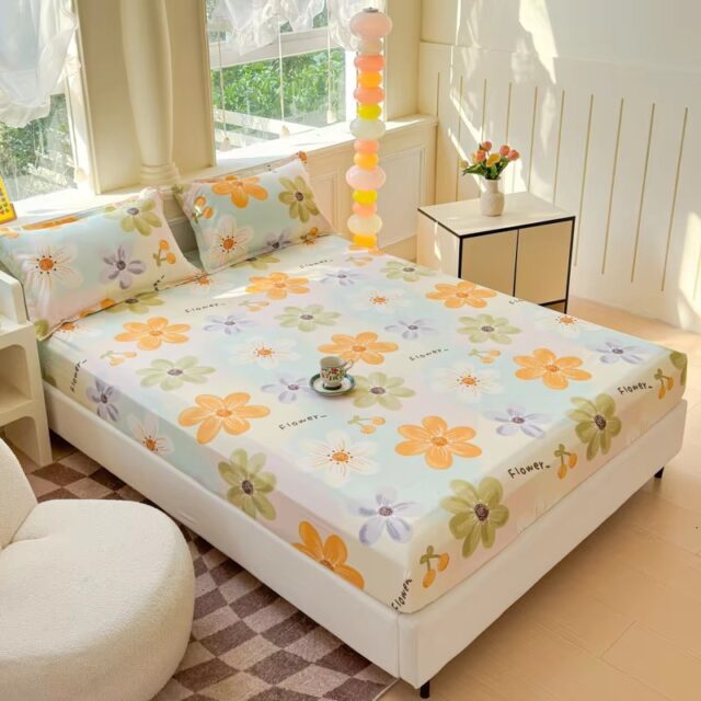 Soft Brushed Microfiber Printed Fitted Sheet for Home Use (6) Brushed Microfiber Printed Bed Linen Fitted Sheet Factory